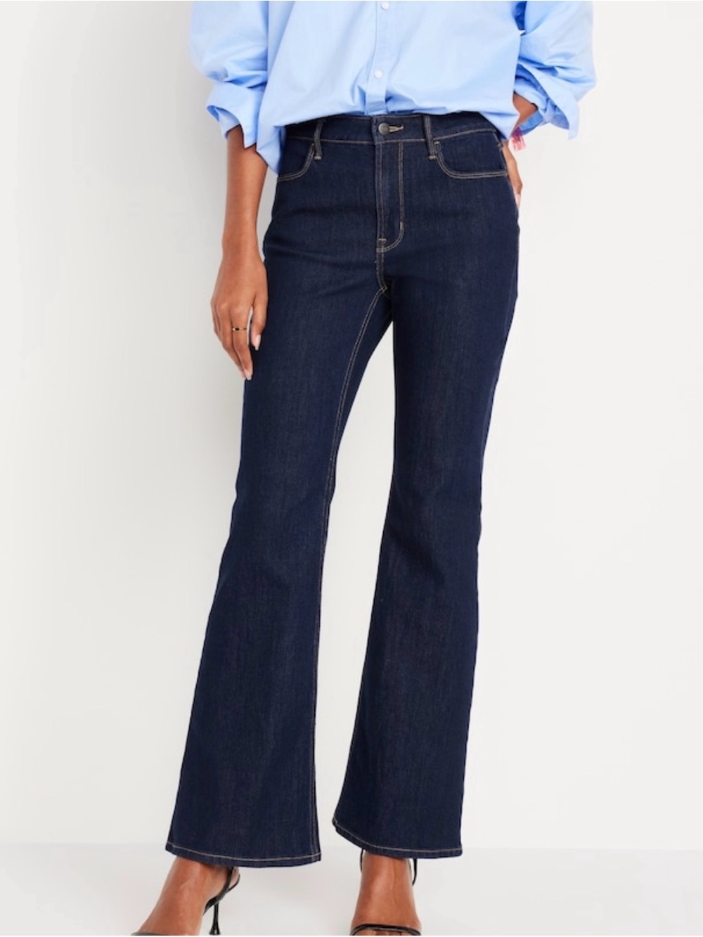 Old Navy Dark wash High Waisted Wow Flare Jeans - Picture 2 of 5